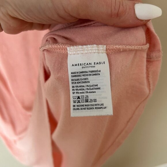 American Eagle Soft & Sexy V-Neck T-Shirt Light Pink Women’s Size Small - Picture 4 of 6